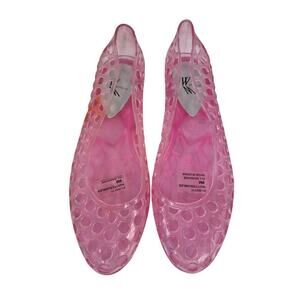 White Mountain Pink Jelly Shoes Polka Dot Cut Outs Small Wedge Heel Sz 9